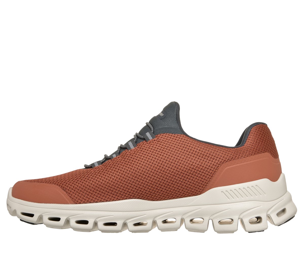 Skechers Glide-Step - Noltek Chaussures Moyen Width en Orange/Gris Anthracite, Vegan, Lavable en machine