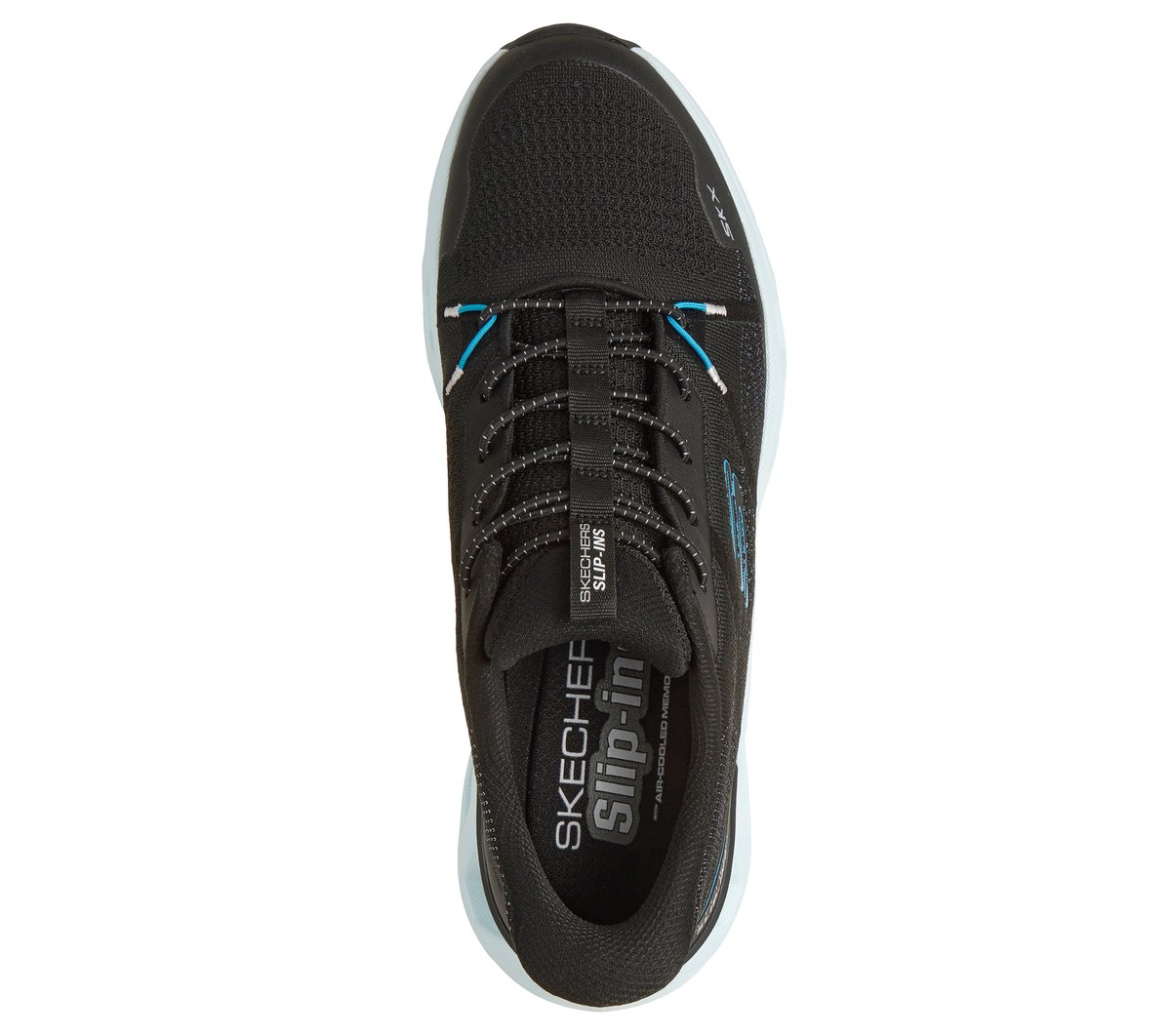Skechers Slip-ins: Glide-Step Altus - Aphtur Chaussures Moyen Width en Noir/Aqua, Vegan, Lavable en machine