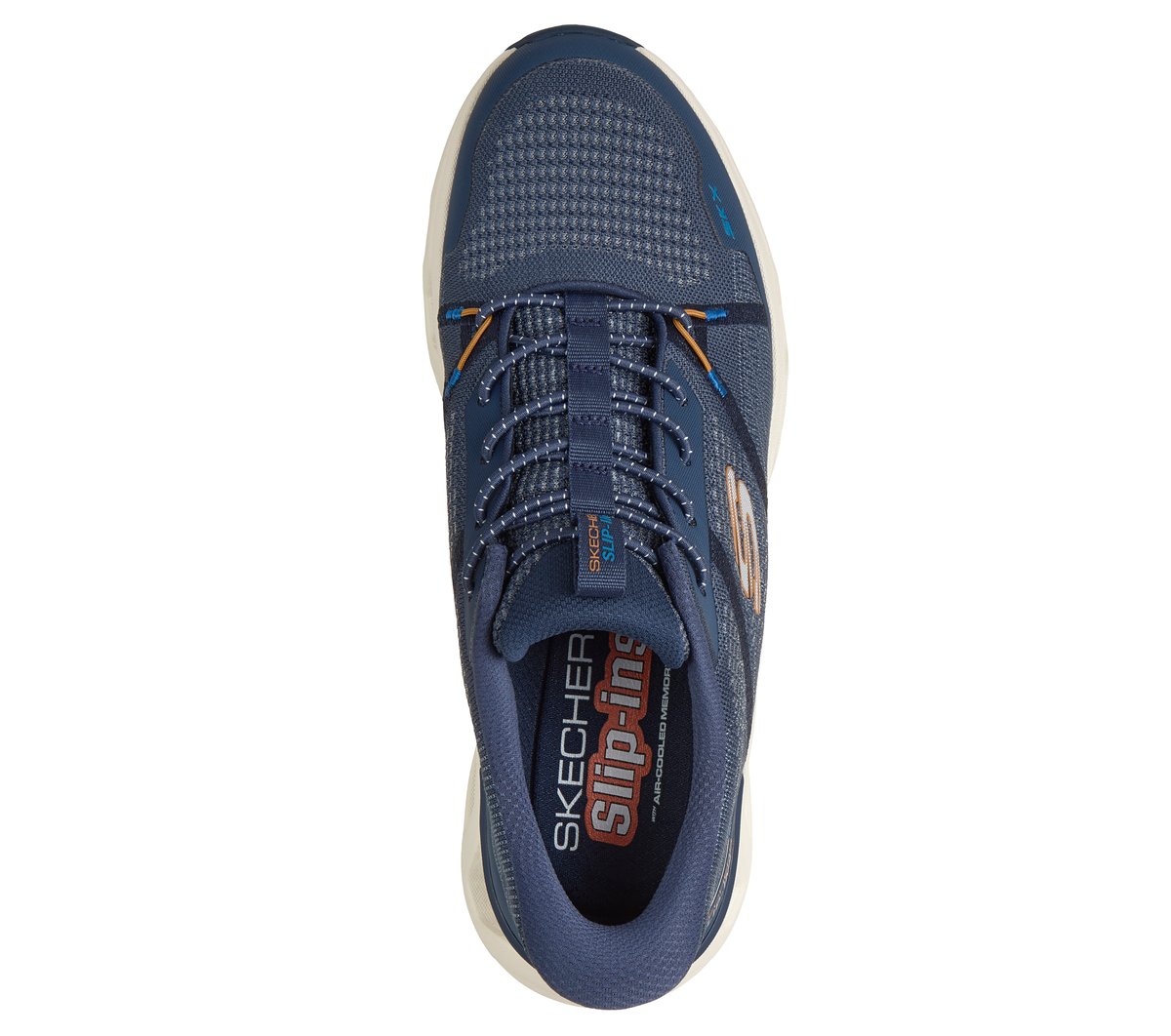 Skechers Slip-ins: Glide-Step Altus - Aphtur Chaussures Moyen Width en Bleu Marine/Orange, Vegan, Lavable en machine