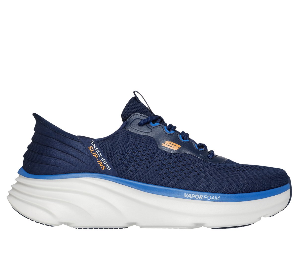 Skechers Slip-ins Relaxed Fit: D'Lux Vapor en Navy/Naranja, talla 42, Vegan