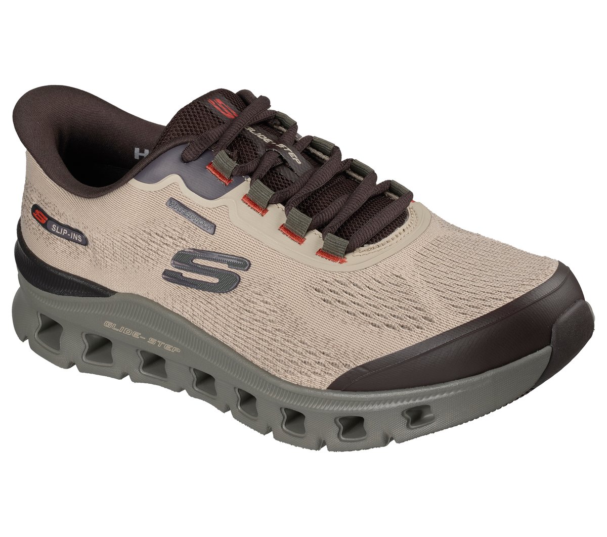 Skechers Slip-ins Waterproof: Glide-Step Pro - ChaChing Chaussures Moyen Width en Taupe, Vegan