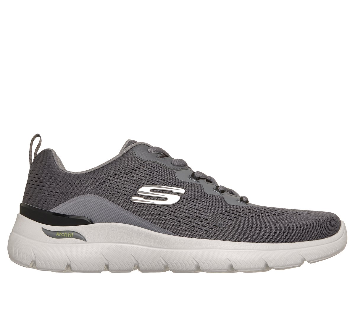 Skechers Men's Charcoal,Lime Arch Fit Summits - Kravel Sneaker In Charcoal/Lime, Size 6.5 | Textile/Synthetic, Vegan, Machine Washable