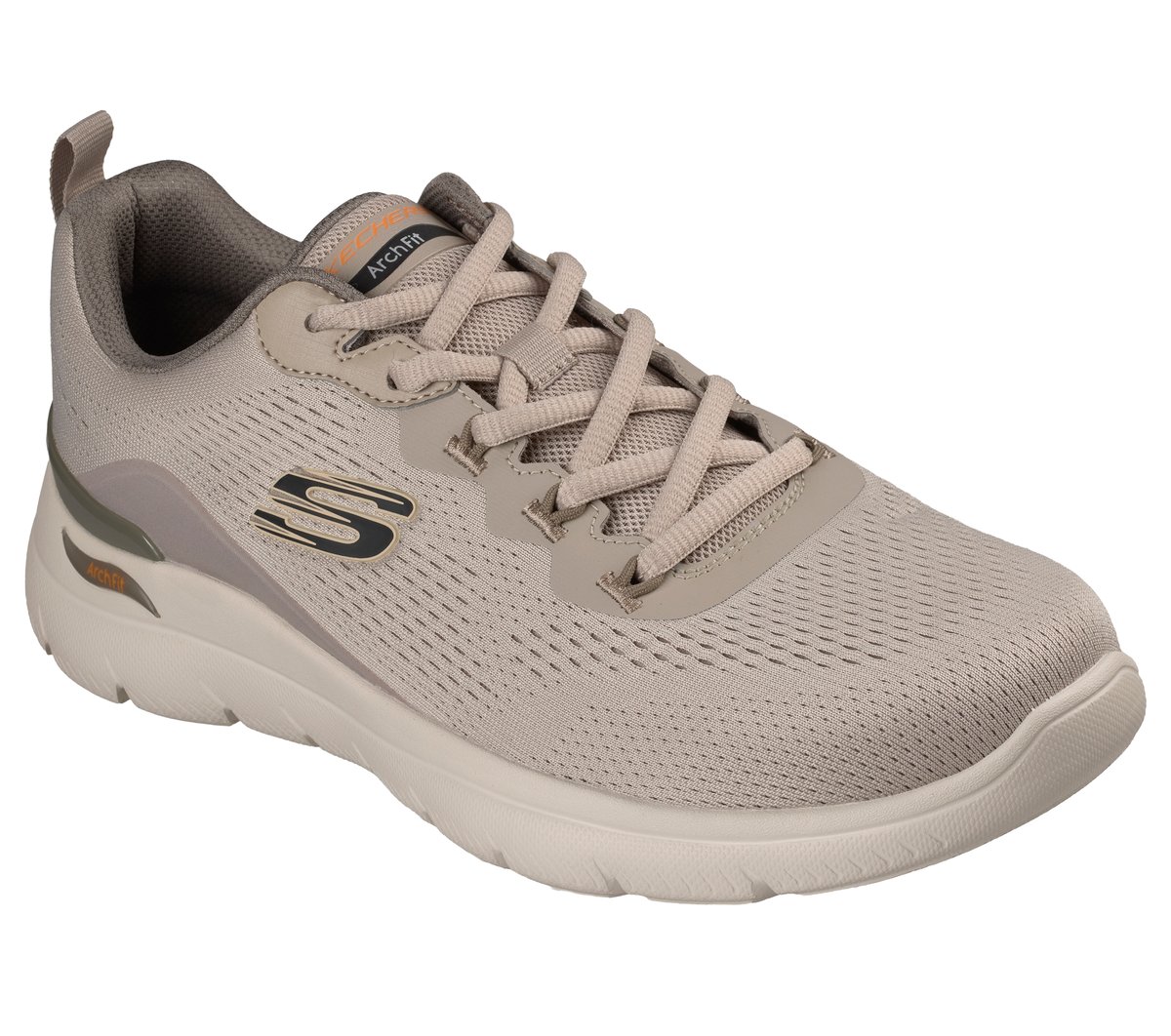 Skechers Arch Fit Summits - Kravel Chaussures Moyen Width en Taupe/Orange, Vegan, Lavable en machine