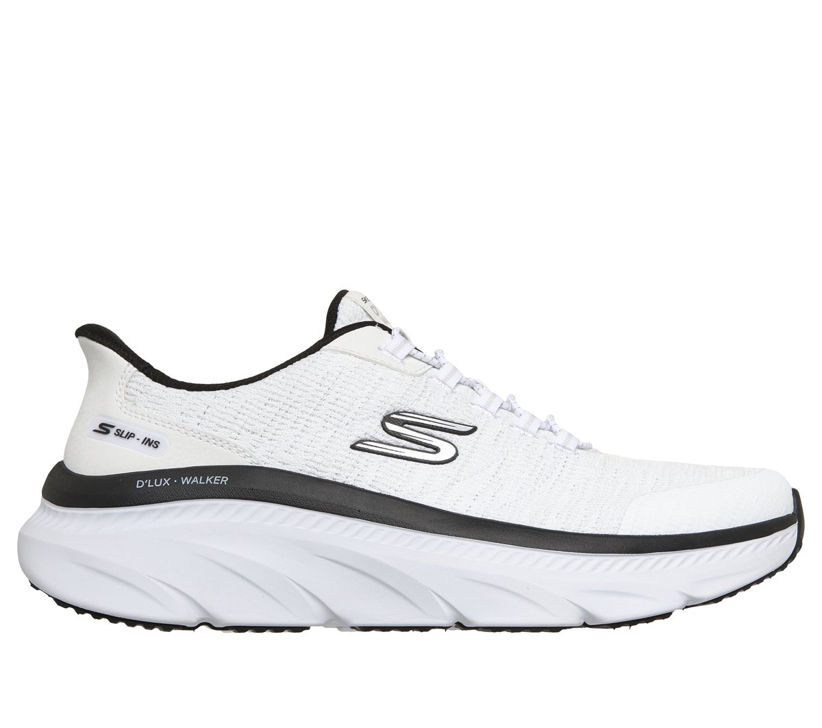 Skechers Men's Slip-Ins Relaxed Fit: D'lux Walker 3.0 - Drevven Sneaker In White/Black, Size 7.5 | Textile/Synthetic
