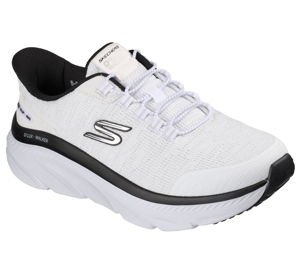 Skechers Slip-ins Relaxed Fit: D'Lux Walker 3.0 - Drevven Chaussures Moyen Width en Blanc/Noir, Lavable en machine