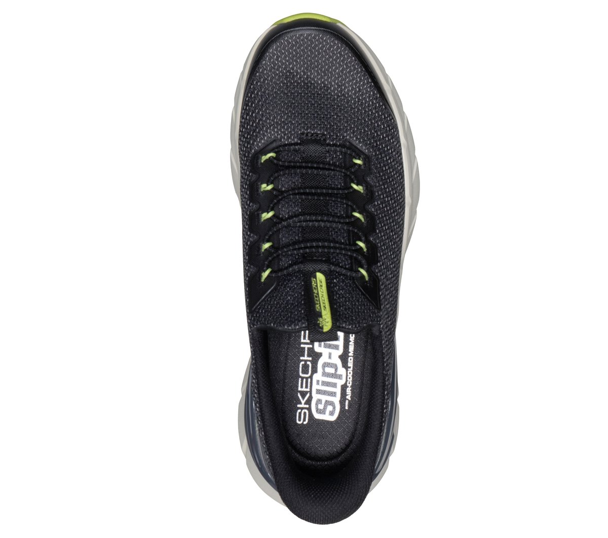 Skechers Slip-ins: Skech Cage - Covra Chaussures Moyen Width en Noir/Vert-Lime, Vegan