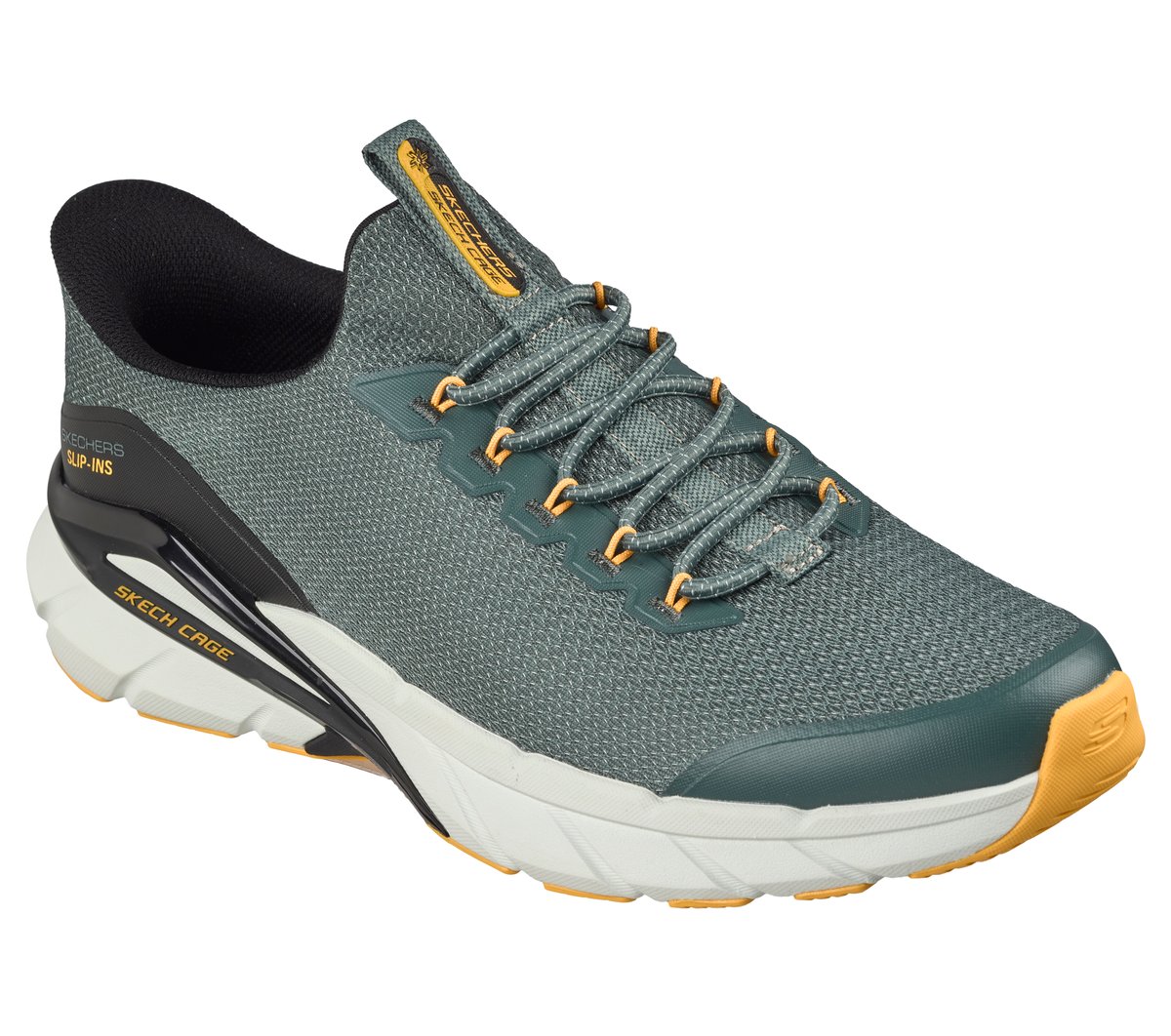 Skechers Slip-ins: Skech Cage - Covra Chaussures Moyen Width en Gris/Jaune, Vegan
