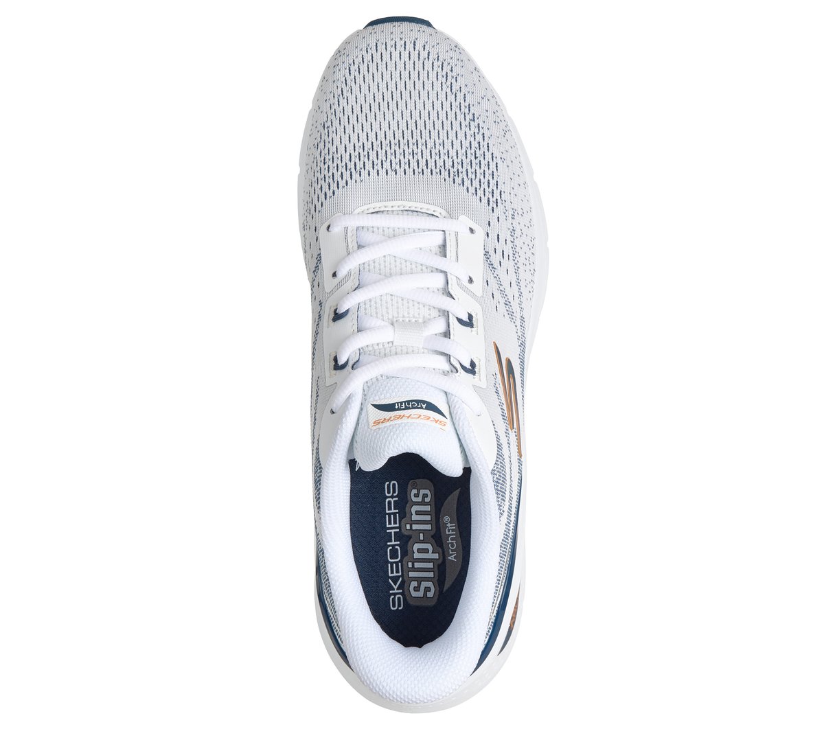 Skechers Slip-ins: Arch Fit 3.0 Chaussures Moyen Width en Blanc/Bleu Marine, Vegan, Lavable en machine