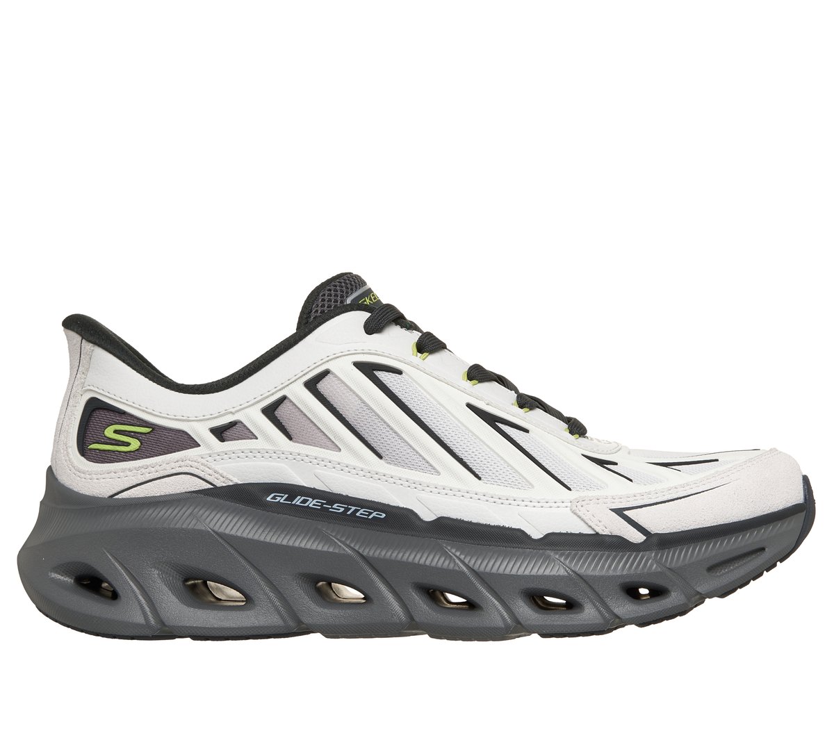Skechers Men's Slip-ins Relaxed Fit: Glide-Step - Fater Hands Free Slip-ins Sneaker | Size 14.0 | White/Charcoal | Leather