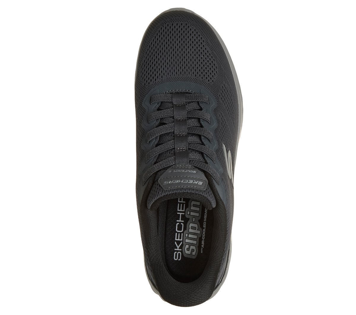 Skechers Slip-ins: Bounder 3.0 - Recurrence Chaussures Wide Width en Noir/Gris Anthracite, Vegan, Lavable en machine