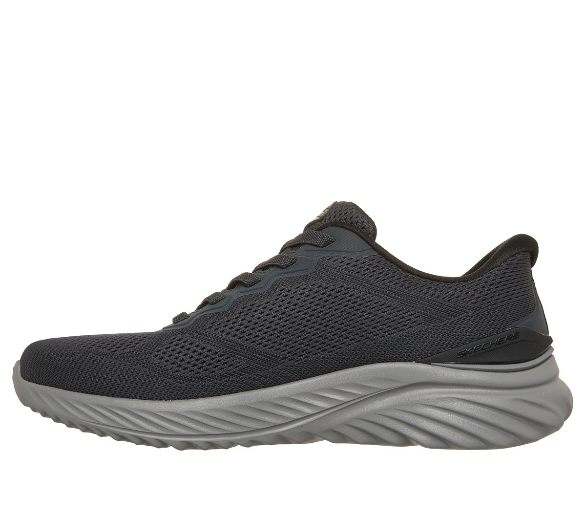 Skechers Slip-ins: Bounder 3.0 - Recurrence Chaussures Wide Width en Noir/Gris Anthracite, Vegan, Lavable en machine