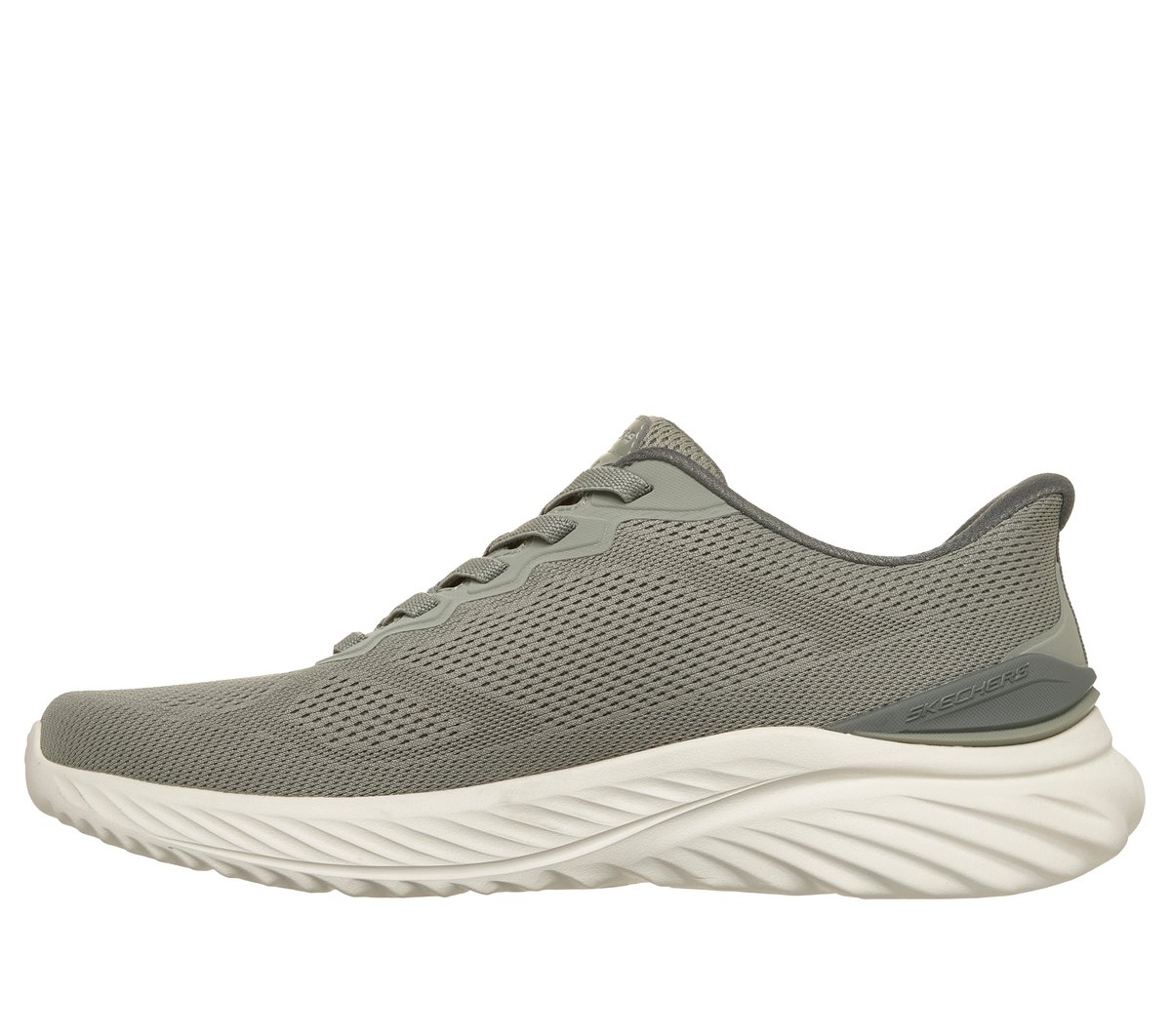 Skechers Slip-ins: Bounder 3.0 - Recurrence Chaussures Moyen Width en Olive, Vegan, Lavable en machine