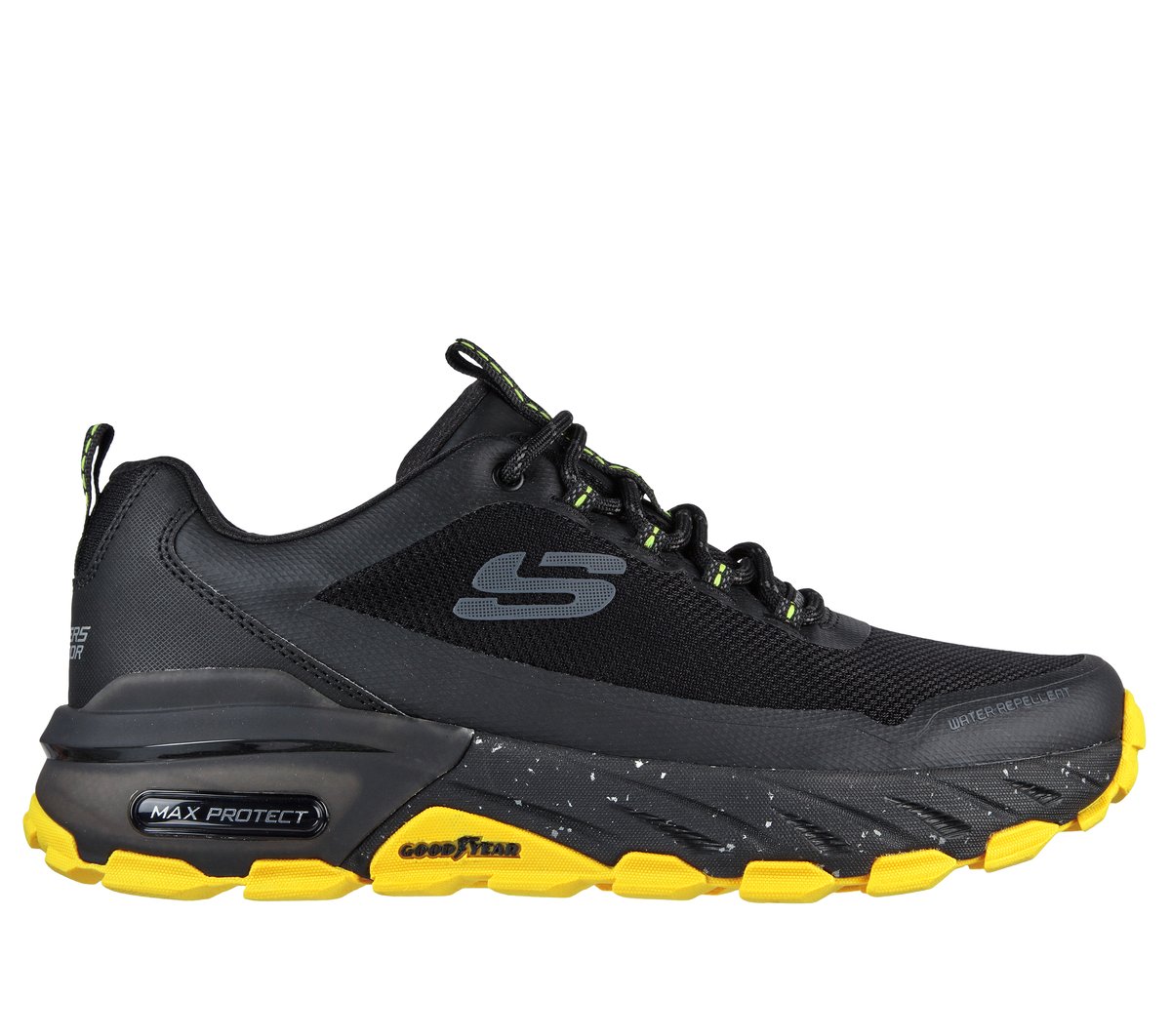 Skechers férfi Max Protect - Liberated Shoes cm FEKETE / SÁRGA, Méret 39.5, Vegan