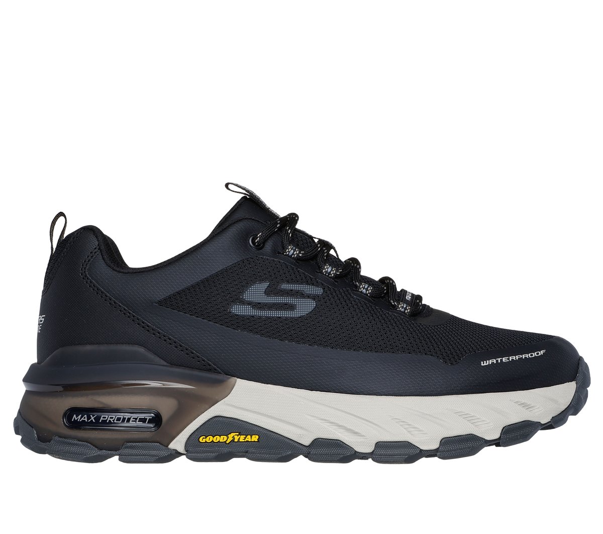 Skechers Max Protect - Fast Track en Negro/Gris, talla 44, Vegan