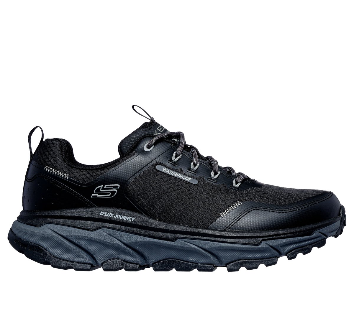 Skechers Waterproof Relaxed Fit: D'Lux Journey - Slate Peak en Negro/Marengo, talla 41.5, Vegan