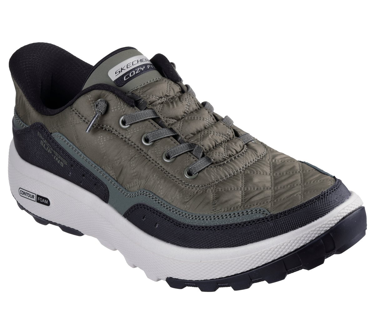 Skechers Slip-ins Relaxed Fit: Urban Explore - Cozy Fit Chaussures Moyen Width en Olive, Lavable en machine