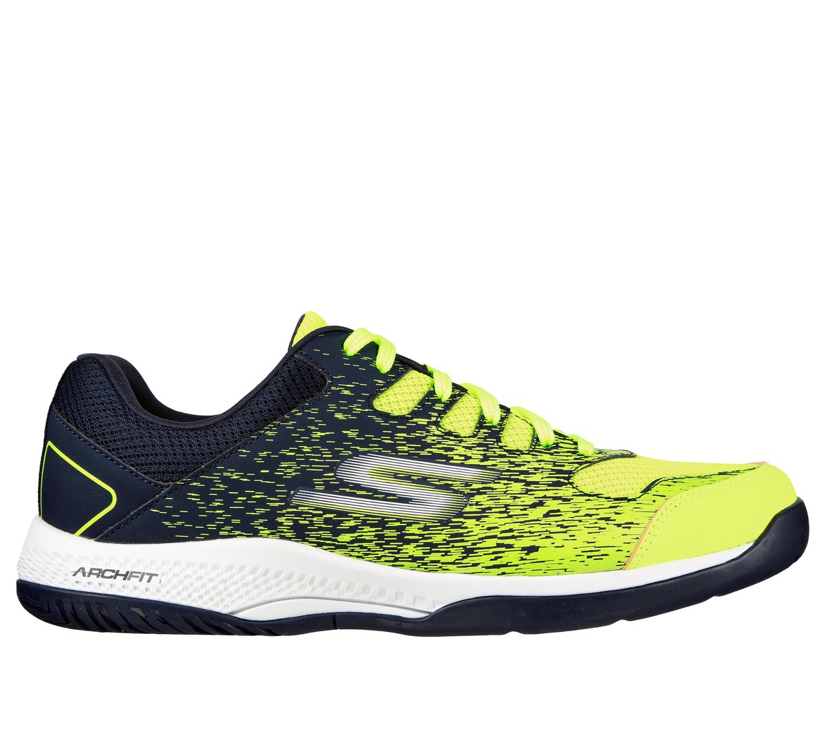 Skechers Men's Viper Court - Pickleball Sneaker in Yellow/Navy Blue, Size 7 | Synthetic/Textile, Vegan, Machine Washable , Arch Fit-image-195969590249