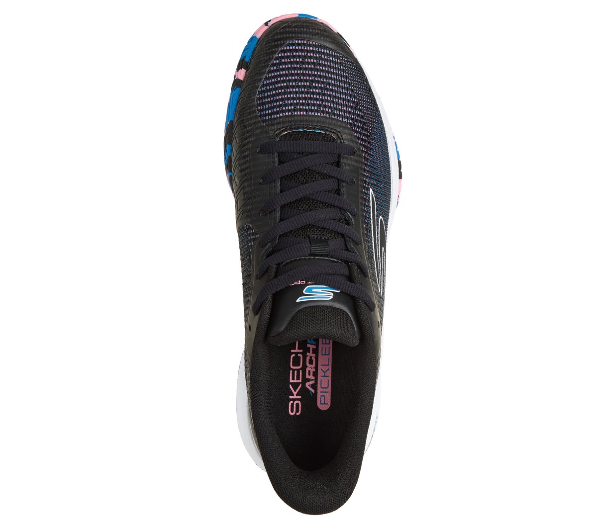 Skechers Viper Court Pro 2.0 Moyen Width en Noir/Bleu/Rose, Arch Fit