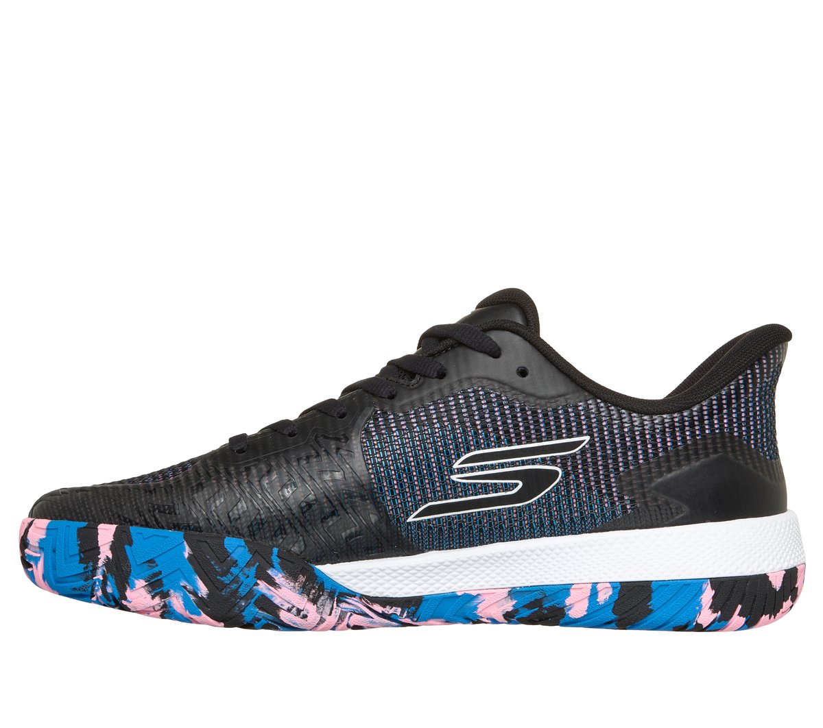 Skechers Viper Court Pro 2.0 Moyen Width en Noir/Bleu/Rose, Arch Fit