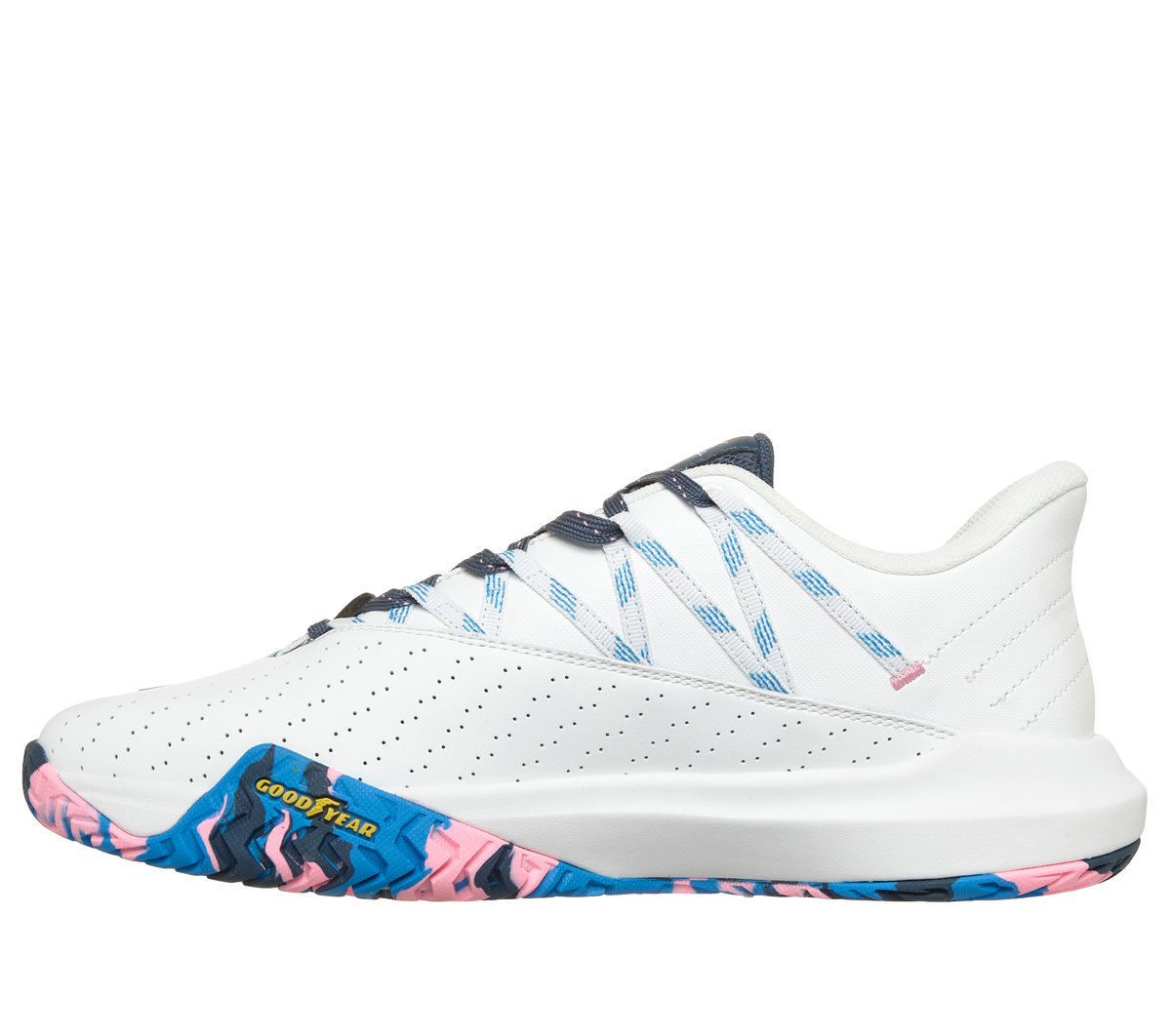 Skechers Relaxed Fit: Viper Court Rally Moyen Width en Blanc/Rose/Bleu