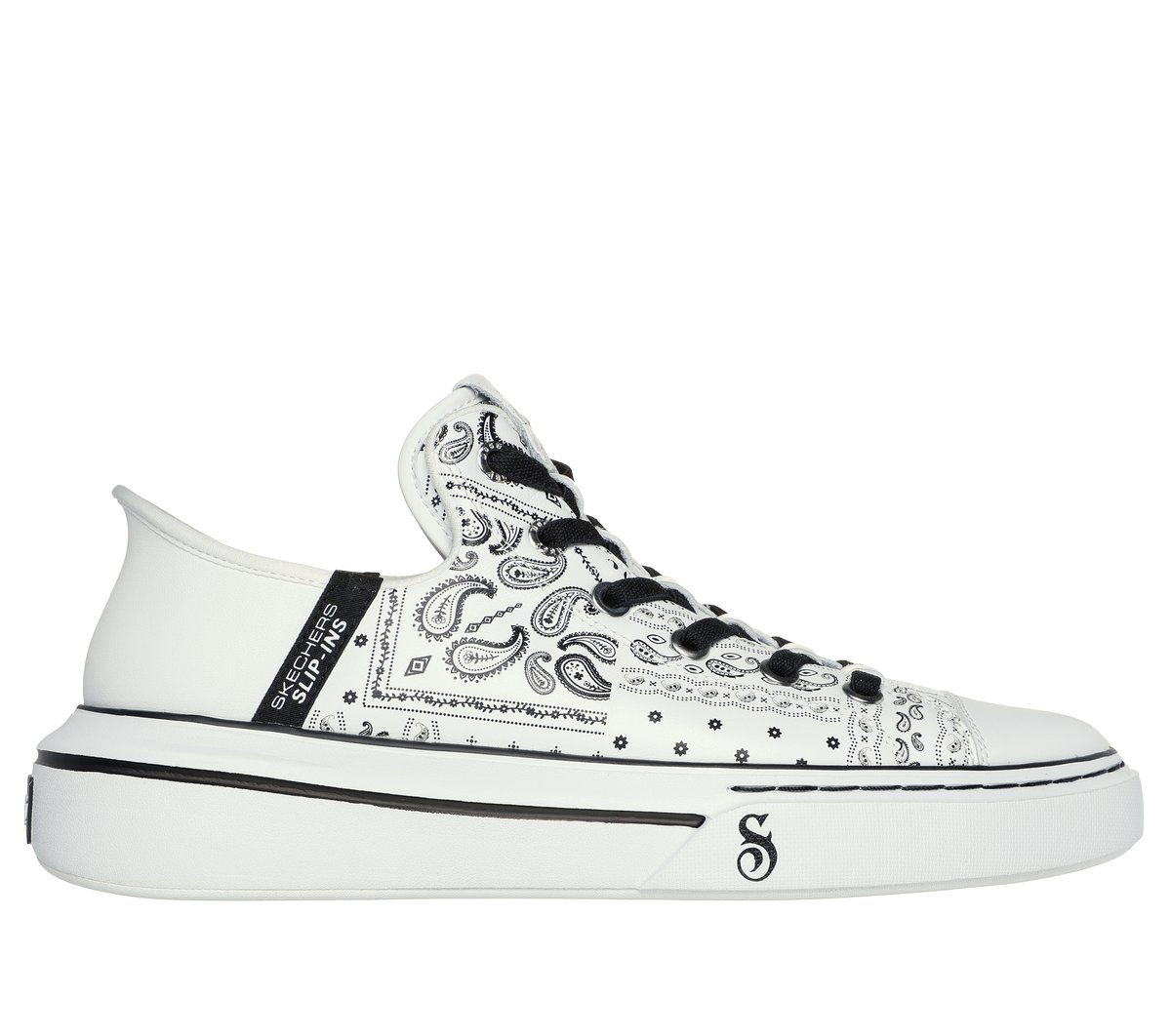 Skechers Uomo Premium Leather Slip-ins Snoop One - Double G Sneaker in Bianco/Nero, Taglia 39.5
