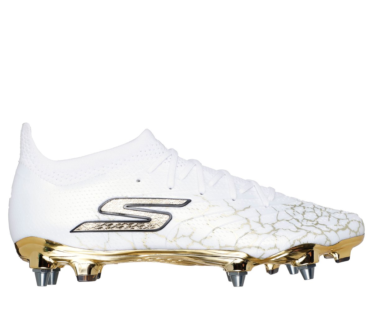 Skechers SKX_1.5 Elite SG en Blanco/Negro/Oro, talla 47