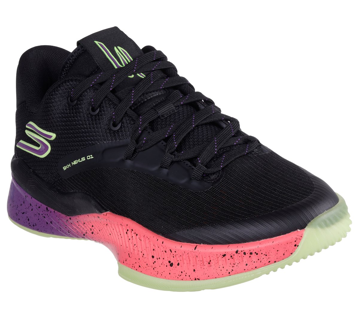Skechers SKX NEXUS Moyen Width en Noir/Violet/Rose, Vegan