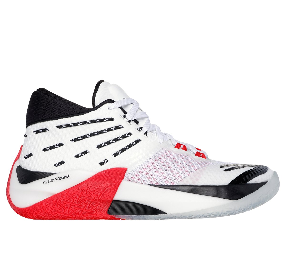 Skechers SKX REIGN Sneaker in White/Red/Black, Size 10 | Textile/Synthetic, Vegan, Hyper Burst-image-197976667679