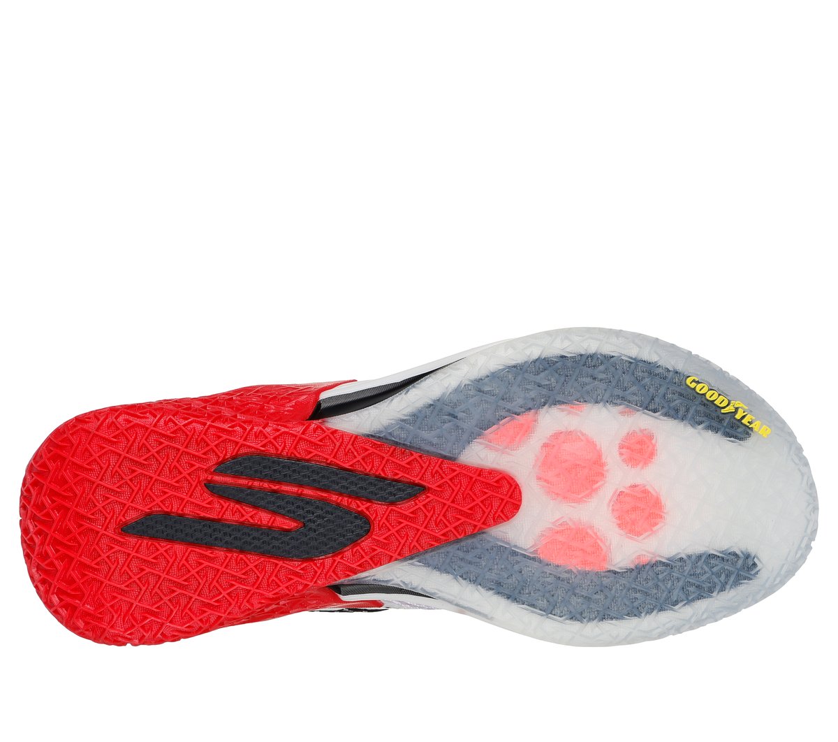 Skechers SKX REIGN Moyen Width en Blanc/Rouge/Noir, Vegan, Hyper Burst