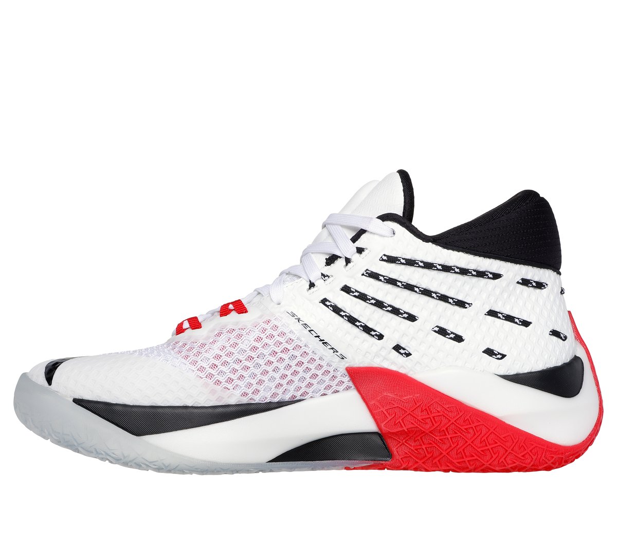 Skechers SKX REIGN Moyen Width en Blanc/Rouge/Noir, Vegan, Hyper Burst