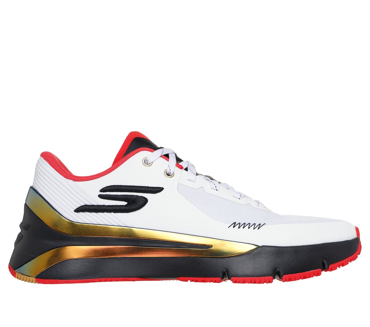 Skechers SKX Full-Court Press en Blanco/Negro/Rojo, talla 45, Vegan