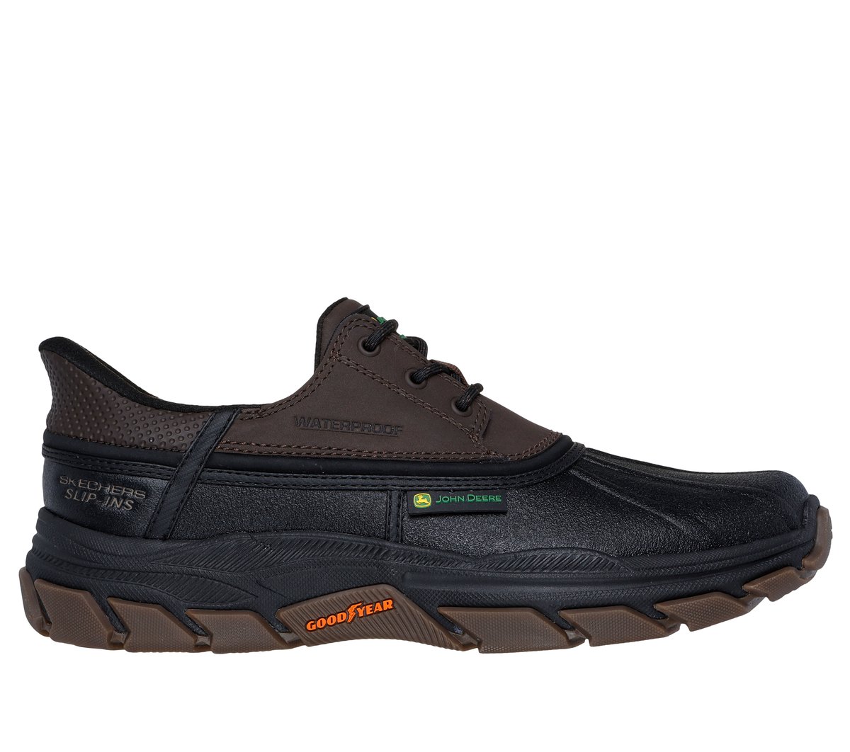 Skechers Slip-ins John Deere Waterproof: Respected - Tanzier en Chocolate/Negro, talla 40