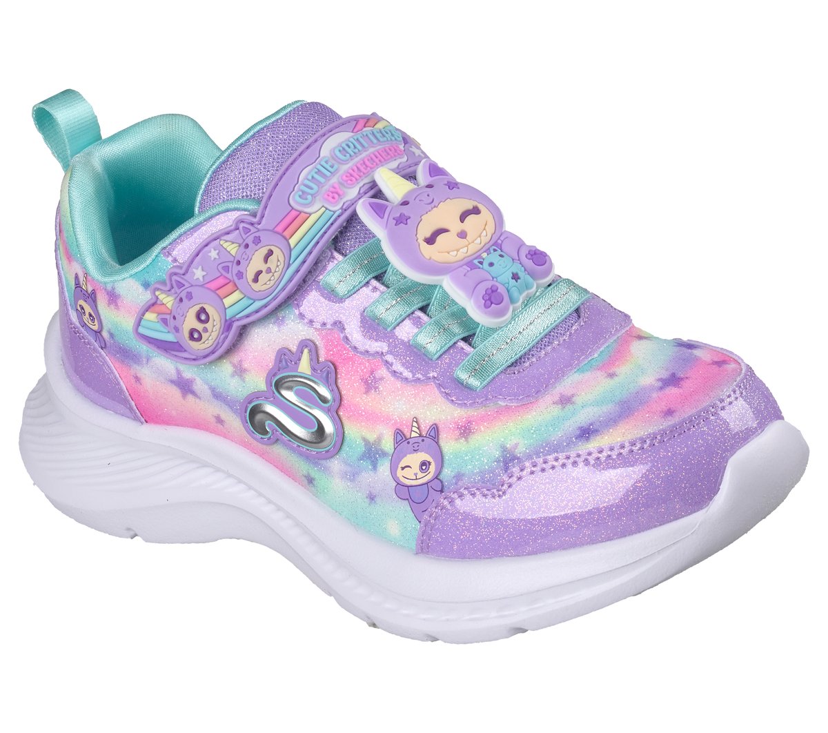 Skechers Jumpsters - Cutie Critters Chaussures Moyen Width en Lavande, Lavable en machine
