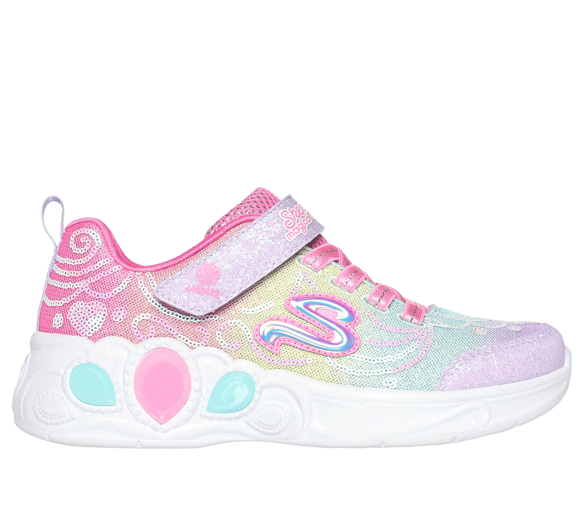 Skechers Girls S-Lights: Princess Wishes Sneaker , Size 13.5 | Textile/Synthetic