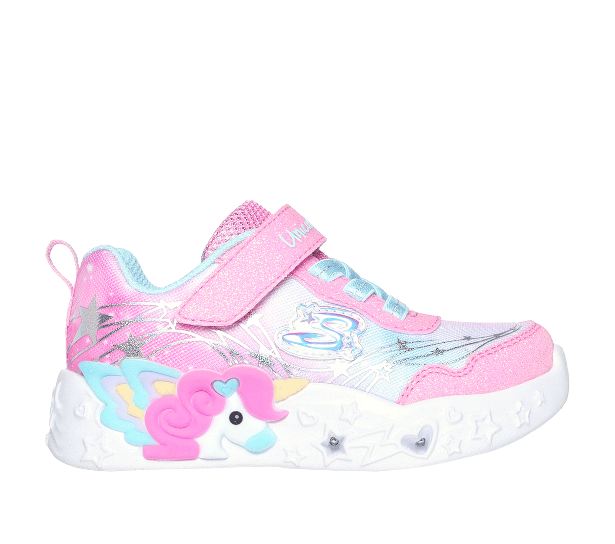 Skechers Unicorn Charmer - Lil Stellar en Rosa/Turquesa, talla 22