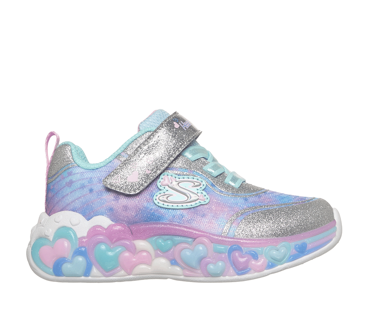 Skechers Dziewczęce S-Lights: Eternal Heart Lights w Srebrny/Wielokolorowy, Rozmiar 24 Sneakersy