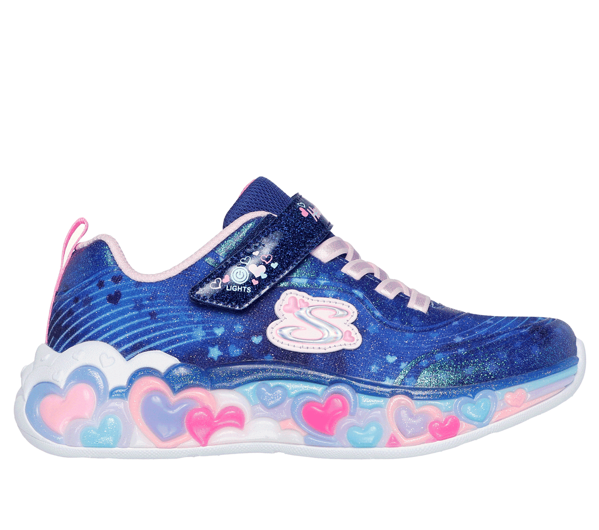 Skechers niña S-Lights: Eternal Heart Lights en Navy, talla 35.5