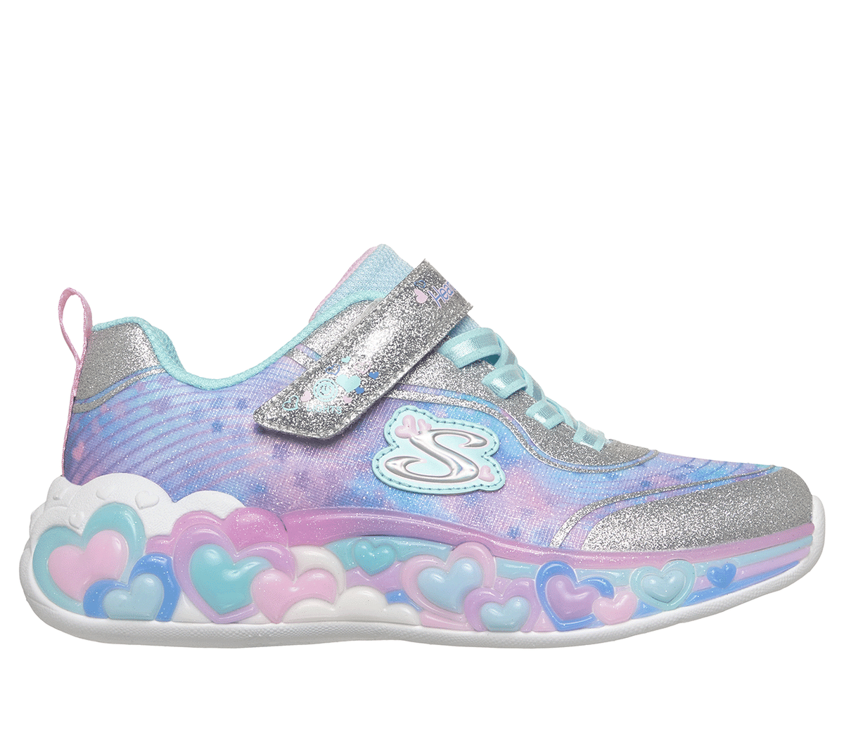 Skechers niña S-Lights: Eternal Heart Lights en Plata, talla 31