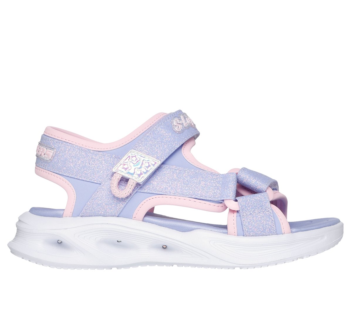 Skechers niña S-Lights: Sola Glow Sandal en Lavanda/Rosa Claro, talla 29