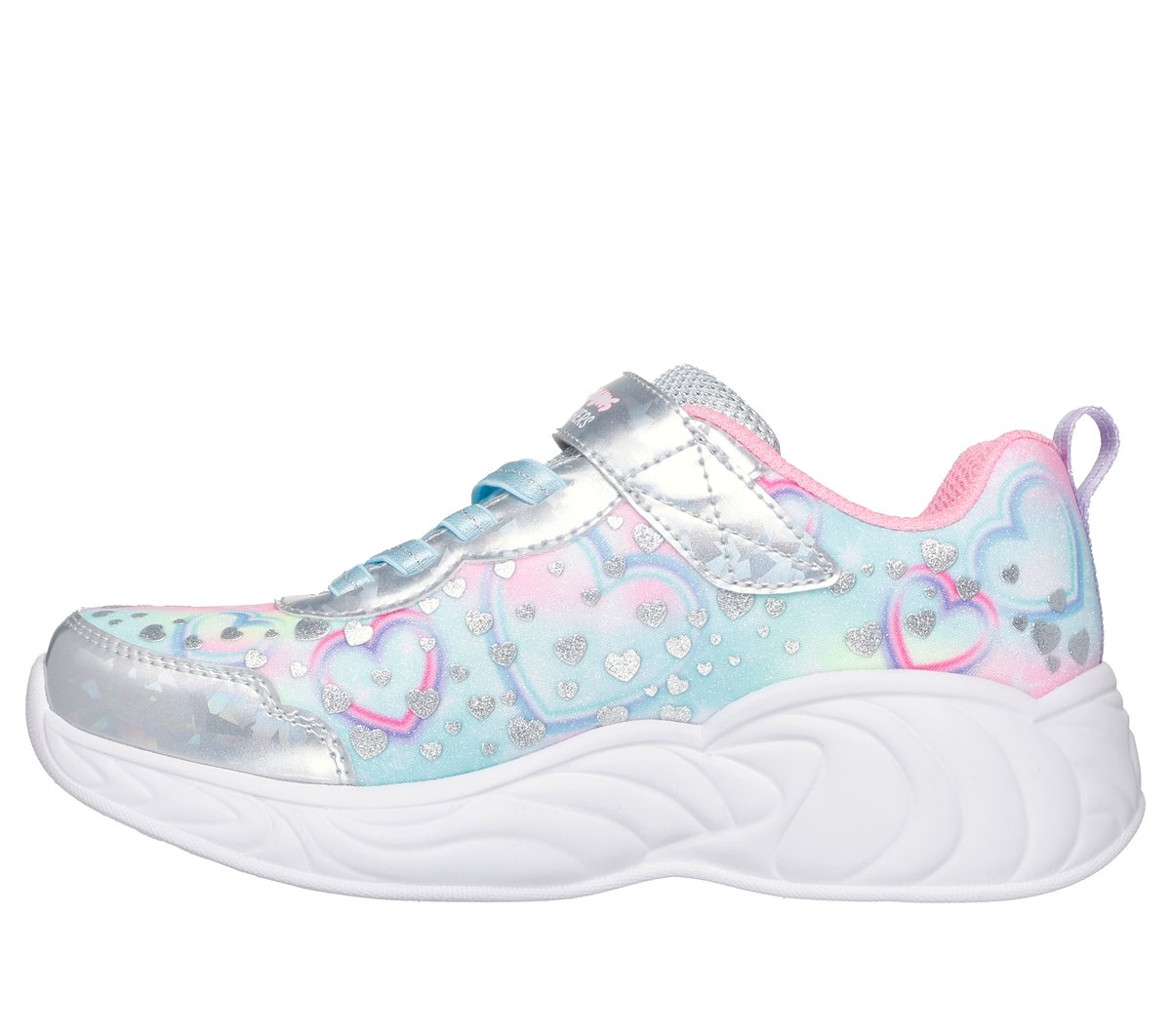 Skechers S-Lights: Unicorn Dreams - Heart Sparkles Chaussures Moyen Width en Argent