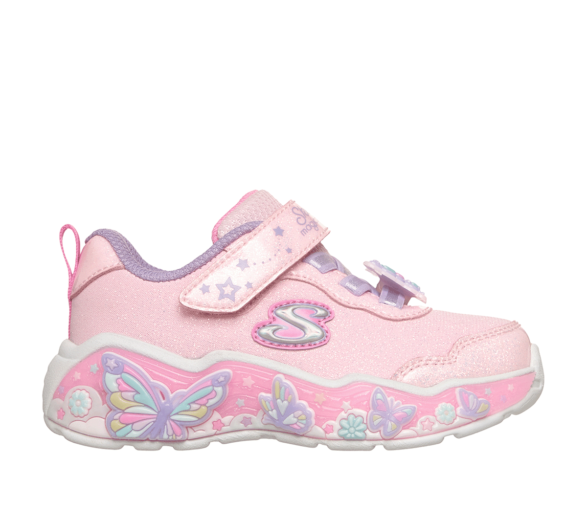 Skechers S-Lights: Lil Butterfly Bliss en Rosa Claro, talla 25
