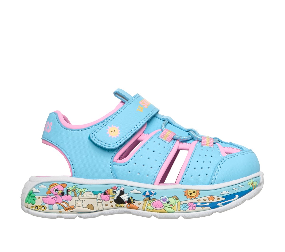 Skechers Play Scene Splash - Ocean Walk en Azul/Rosa, talla 21