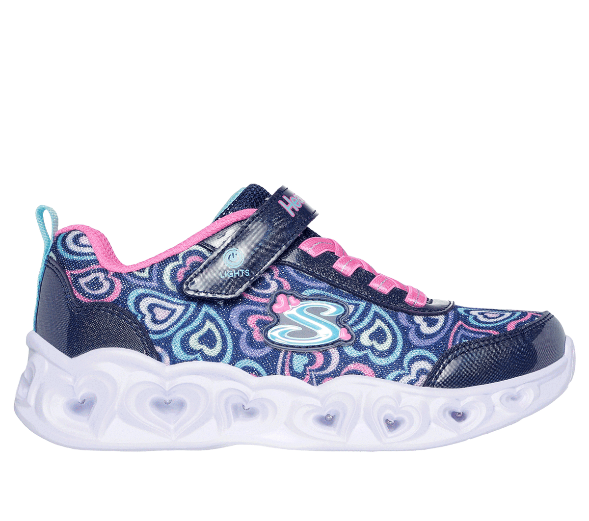 Skechers niña Heart Lights - Boogie Love en Navy, talla 34