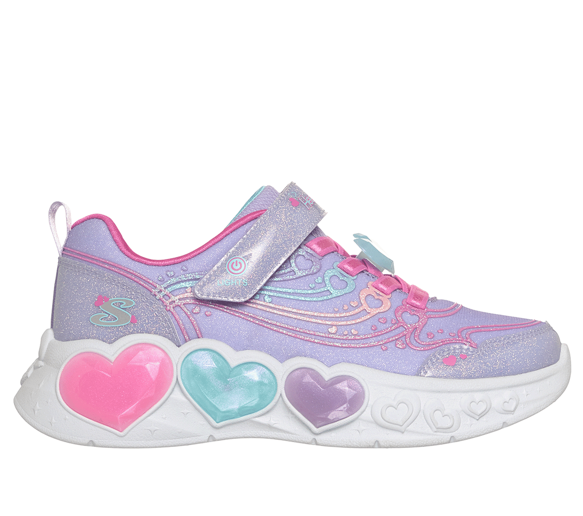 Skechers S-Lights: Enchanted Heart Lights en Lavanda, talla 33