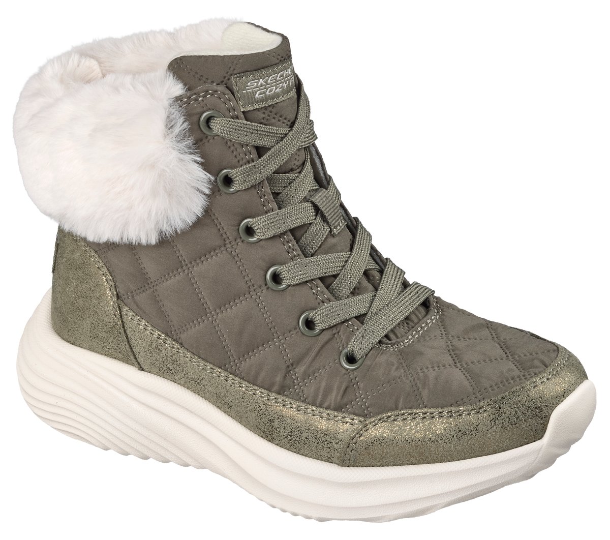 Skechers Bounder Pro - Cozy Fit Luxe Chaussures Moyen Width en Olive, Lavable en machine