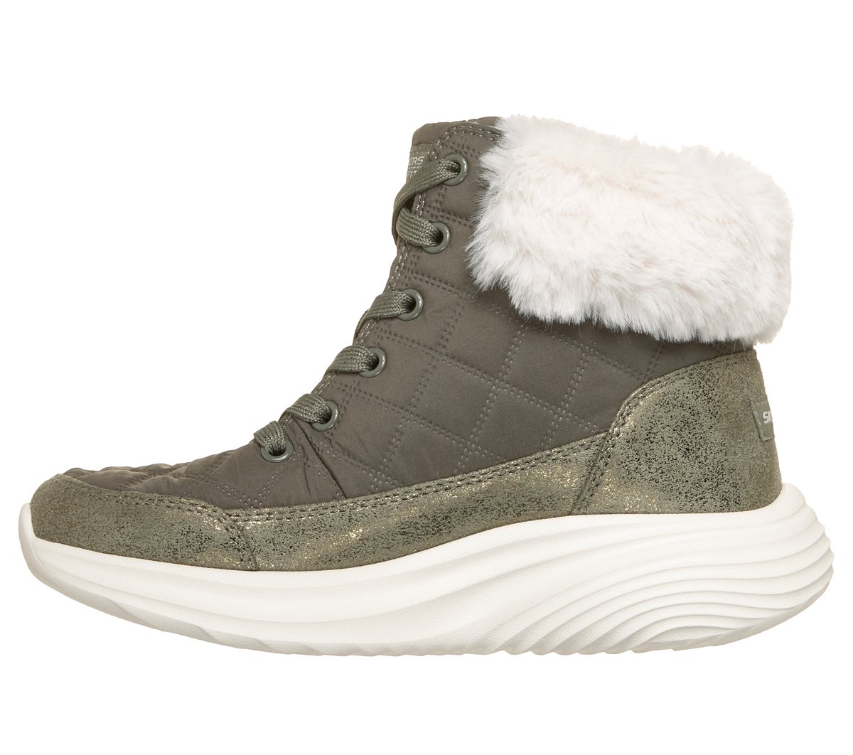 Skechers Bounder Pro - Cozy Fit Luxe Chaussures Moyen Width en Olive, Lavable en machine