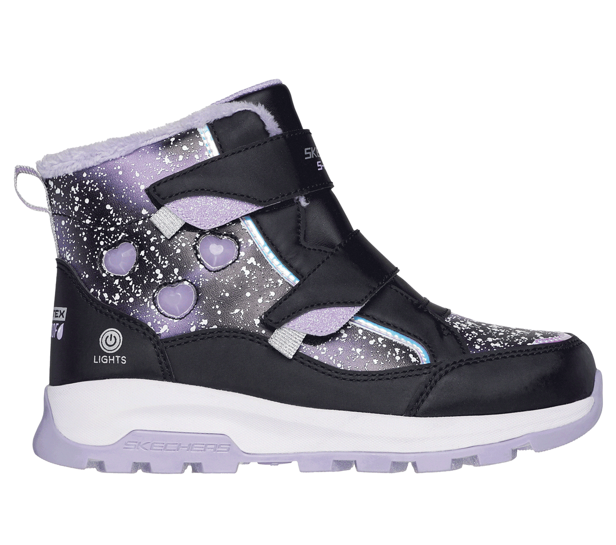 Skechers niña Waterproof: Storm Blazer en Negro/Lavanda, talla 27.5