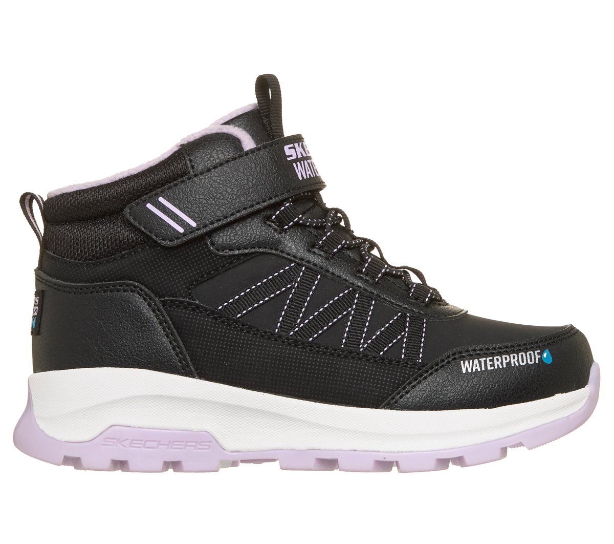 Skechers niña Waterproof: Storm Blazer - Arctic Mass en Negro/Lavanda, talla 27.5
