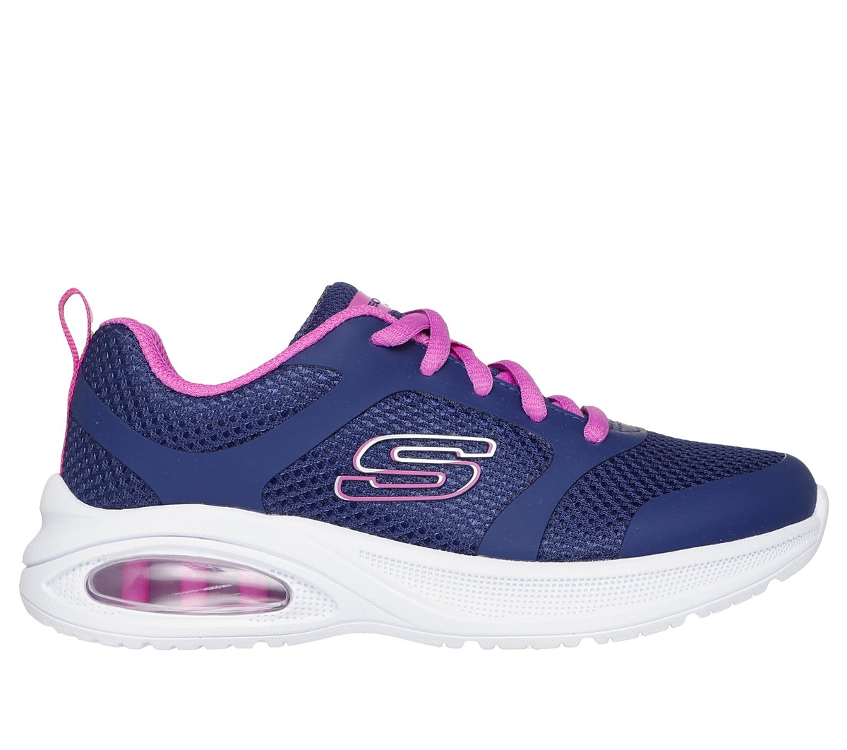 Skechers niña Microspec Max Advance - Unstoppable Wonder en Navy/Morado, talla 35.5