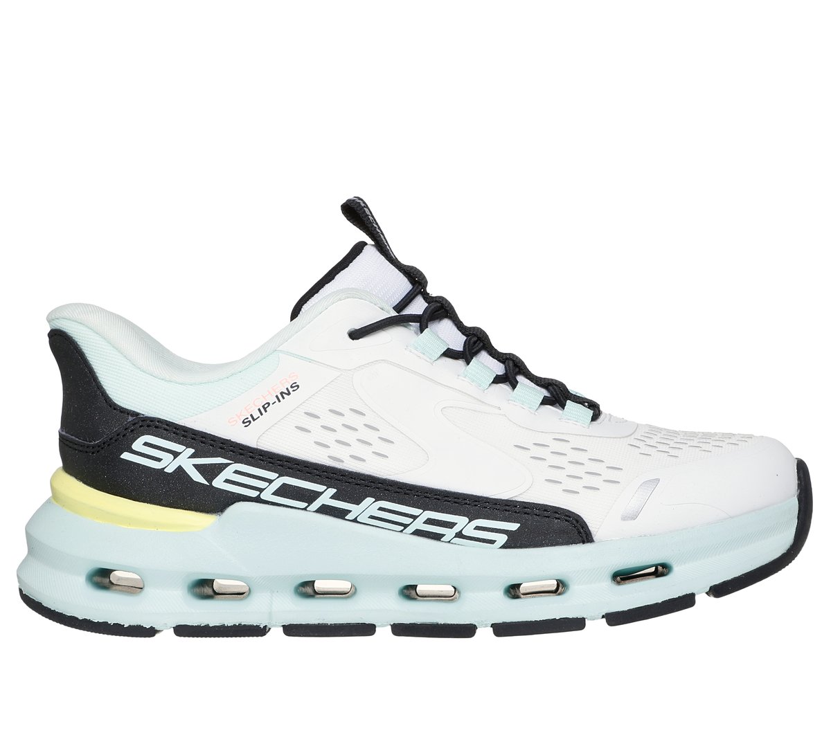 Skechers niña Slip-ins: Glide-Step - Vista Lane en Blanco/Turquesa, talla 32